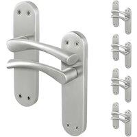 AFIT Satin Nickel Twist Door Handles Novi Backplate Internal 5 Pairs in Metallics | Size: 150mm x 150mm