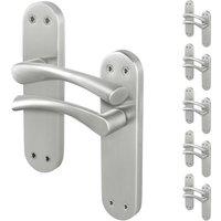 AFIT Satin Nickel Twist Door Handles Novi Backplate Internal 6 Pairs in Metallics | Size: 150mm x 150mm