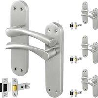 AFIT Satin Nickel Twist Handle Latch Set Novi Backplate 4 Pairs in Metallics | Size: 150mm x 150mm