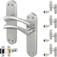 AFIT Satin Nickel Twist Handle Latch Set Novi Backplate 5 Pairs in Metallics | Size: 150mm x 150mm