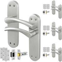 AFIT Satin Nickel Twist Handle Latch Hinges Novi Backplate 4 Pairs in Metallics | Size: 150mm x 150mm