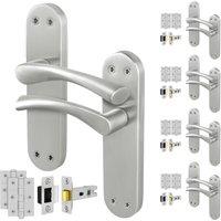 AFIT Satin Nickel Twist Handle Latch Hinges Novi Backplate 5 Pairs in Metallics | Size: 150mm x 150mm