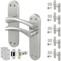 AFIT Satin Nickel Twist Handle Latch Hinges Novi Backplate 6 Pairs in Metallics | Size: 150mm x 150mm