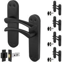 AFIT Black Twist Door Handle Latch Set Novi Backplate 5 Pairs | Size: 150mm x 150mm