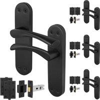 AFIT Black Twist Handle Latch Hinges Set Novi Backplate 4 Pairs | Size: 150mm x 150mm
