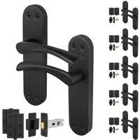 AFIT Black Twist Handle Latch Hinges Set Novi Backplate 6 Pairs | Size: 150mm x 150mm