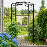 OUTSUNNY 211cm Height Metal Garden Arch Arbor for Wedding Decor in Black