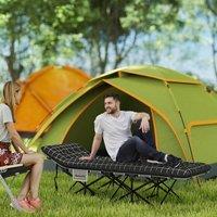 OUTSUNNY Camping Cot for Adults with Mattress, Folding Bed, Black | Size: Single