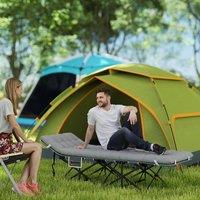 OUTSUNNY Camping Bed for Adults with Mattress Folding Cot Light Grey | Size: Single