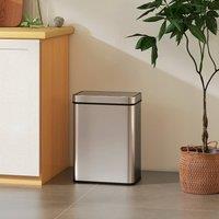 HOMCOM 50 L Kitchen Bin with Fingerprint-Proof Stainless Steel, Silver Tone
