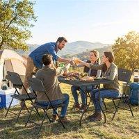 OUTSUNNY 5 Piece 6ft Foldable Table & Chairs, Portable Picnic Table Set in Black | Size: 180 cm x 70 cm