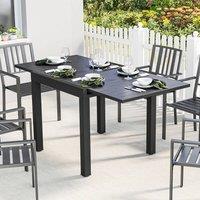 OUTSUNNY Aluminium Extending Garden Table with Faux Wood Slatted Top, Black | Size: 160 cm x 80 cm