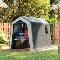 OUTSUNNY 1.8 x 2.4m Portable Storage Shed Heavy Duty Motorbike Shed in Grey