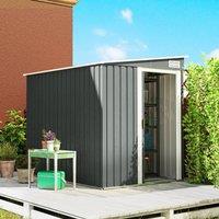 OUTSUNNY 7 x 5FT Garden Shed w/ Foundation Lean to Metal Tool Shed Grey in Light Grey