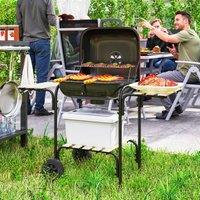 OUTSUNNY Charcoal Barbecue Grill Portable BBQ with Lockable Lid, Vent in Red