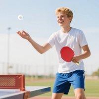 SPORTNOW Table Tennis Rackets, Portable Table Tennis Set w/ 4 Bats, 8 Balls in Red