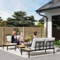 OUTSUNNY 4 Seater Garden Corner Sofa Set with Removable Thick Cushions in Grey