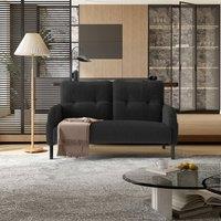 Direct Wicker Corduroy Two-Seater Sofa, Soft Loveseat for Living Room, Velvet Fabric in Dark Grey | Size: 1 Pack