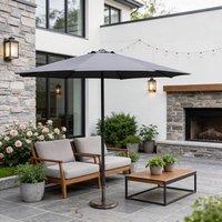 MIMO Garden Classic Parasol Sun Umbrella Sun Shade Canopy with Hand Crank in Grey | Size: 1 Pack