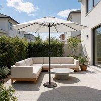 MIMO Garden Classic Parasol Sun Umbrella Sun Shade Canopy with Hand Crank in Cream | Size: 1 Pack