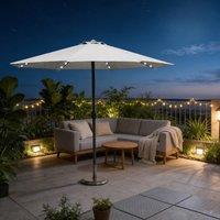 MIMO Outdoor Parasol with LED Lights, Crank Table Sun Umbrella for Garden in Cream | Size: 1 Pack