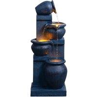 Teamson Home 72cm Solar-Powered Four-Tier Outdoor Garden Fountain LED, Navy