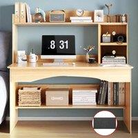 EONLION Computer Desk Study Table Writing Shelves in Light Oak