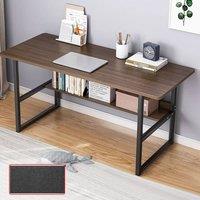 Hinsinc Computer Desk Home Office Study Writing Table Workstation Shelf in Brown