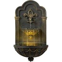 Teamson Home Fleur-De-Lis Wall-Mounted Water Fountain Warm LED, Black & Gold