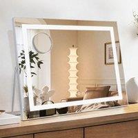 INMTFEI Hollywood Vanity Mirror with LED Strip, 58x46cm, Touch Screen, Tabletop in White | Size: 58x46 cm