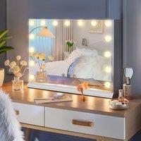 INMTFEI Hollywood Vanity Mirror with 15 Dimmable LED Bulbs, Touch Control, Tabletop in White
