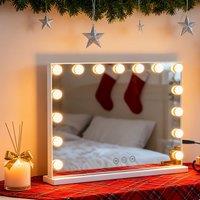 INMTFEI Hollywood LED Vanity Mirror 15 Bulbs 3 Light Modes 58x46cm 5X in White | Size: 58x46 cm