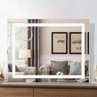 INMTFEI LED Vanity Mirror 50x40cm with Light Strip, 3-Colour Dimmable, Smart Touch, White | Size: 50x40 cm