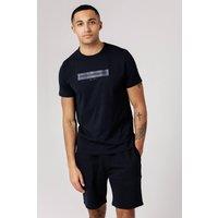 French Connection Men's Cotton Chest Patch T-Shirt & Shorts Co Ord Set in Navy | Size: XL