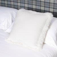 Native Natural White Linen Cushion Sheepskin Trim 45x45cm | Size: Double