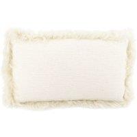 Native Natural Beige Linen Cushion Sheepskin Trim 45x45cm in Cream | Size: 45 cm x 45 cm