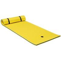 Gymax 3 Layer Floating Water Mat Float Pad With Rolling Pillow Foam Pad in Yellow
