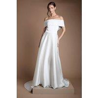 Coast Women's Structured Wrap Bridal Overskirt with Full Train in Ecru | Size: 12