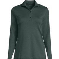 Lands' End Women's Petite Long Sleeve Supima Cotton Polo Shirt in Bottle Green | Size: 10-12
