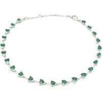 Harfi Women's Emerald May Birthstone Heart Tennis Silver Bracelet