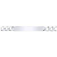 Jewelco London Women's Silver Traditional Flat Curb Chain ID Bracelet 21.5cm