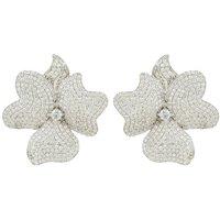 Latelita Women's Flower Large Stud Earrings Silver in White