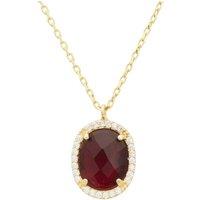 Latelita Women's Beatrice Oval Gemstone Pendant Necklace Gold Garnet in Red