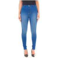 Smart Living Women's Stylish Skinny Fit High Waisted Denim Jeans in Bright Blue | Size: 16