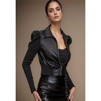 Divine Grace Women's Black Faux Leather Zip Front Jacket | Size: XL