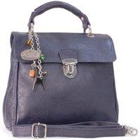 Catwalk Collection Handbags Women's Pandora Leather Handbag With Detachable Cross Body Strap in Blue | Size: Medium