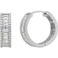 Spero London Women's Baguette Cubic Zirconia Sterling Silver Pave Hoop Earring