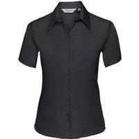 Russell Collection Women's Ultimate Non-Iron Short-Sleeved Shirt in Black | Size: Large