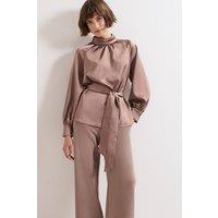 Phase Eight Women's Celene Satin Blouse in Chocolate | Size: 18