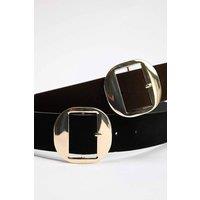 WOVCOR Women's Gold Circle Buckle Faux Suede Dual Tone Belt Set | Size: Large